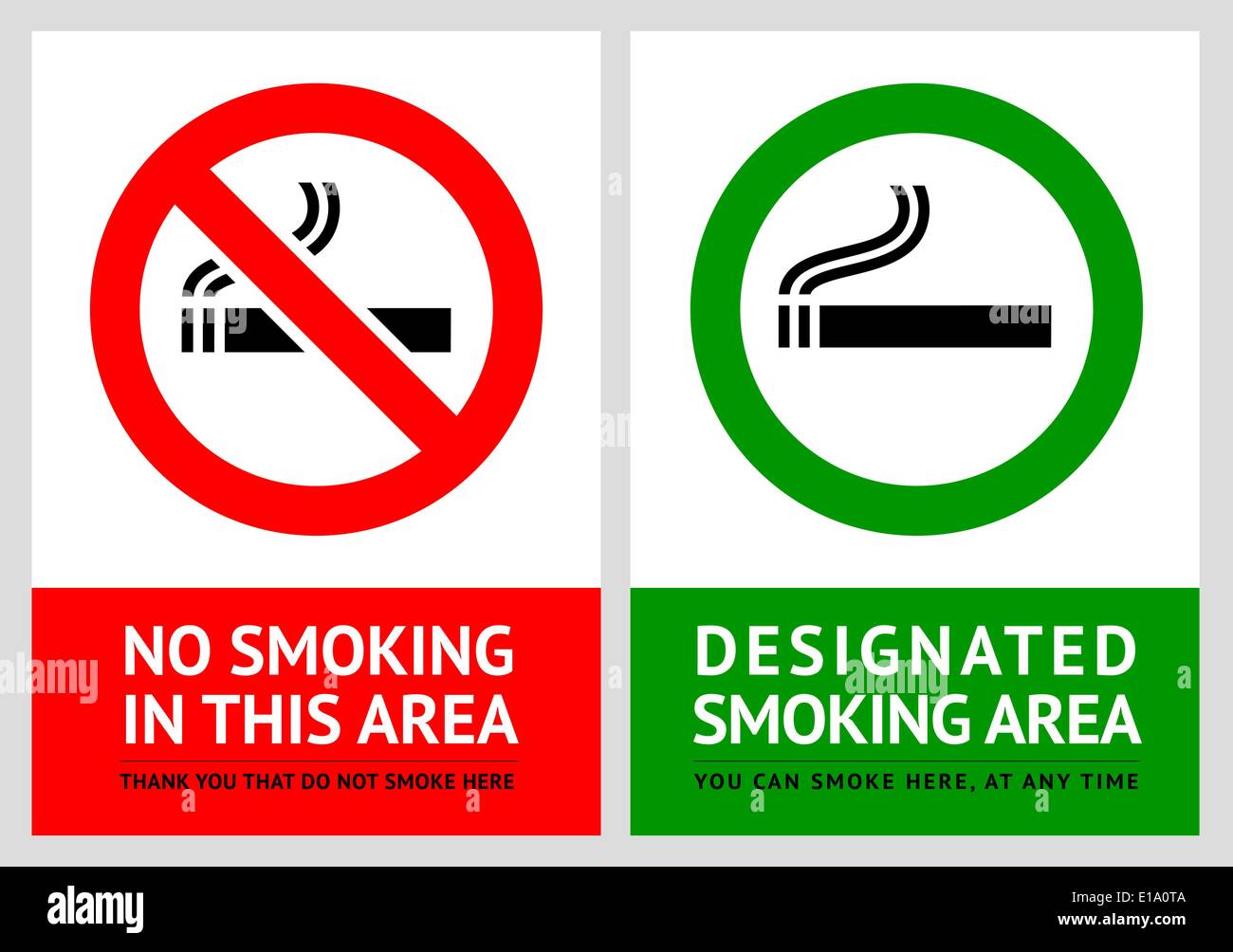No smoking and Smoking area labels - Set 13, vector illustration Stock Vector