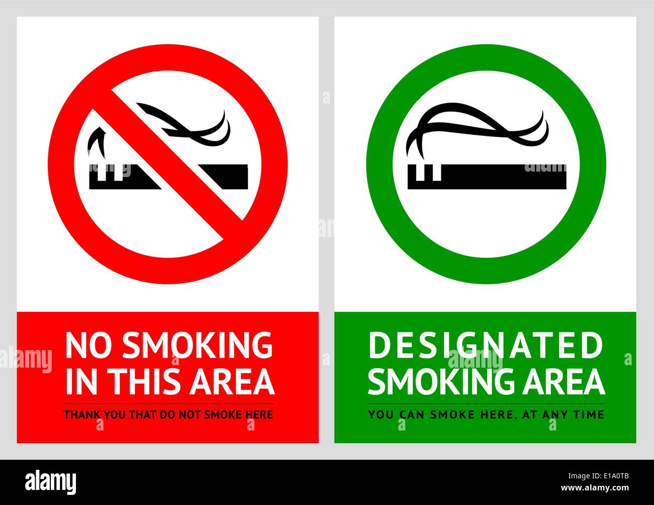 No smoking and Smoking area labels - Set 2, vector illustration Stock Vector