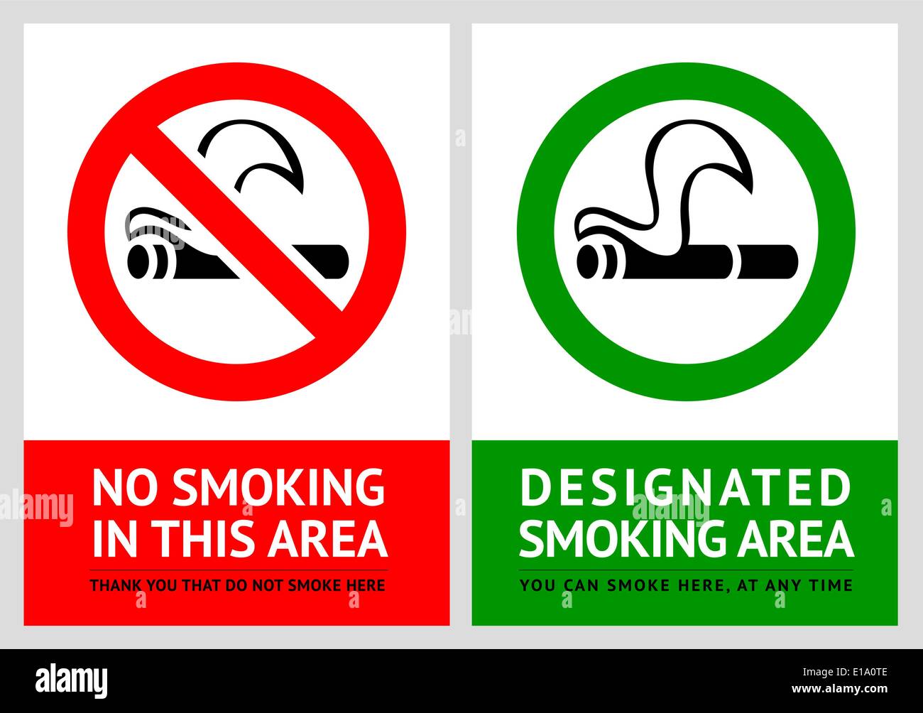 No smoking and Smoking area labels - Set 5, vector illustration Stock Vector