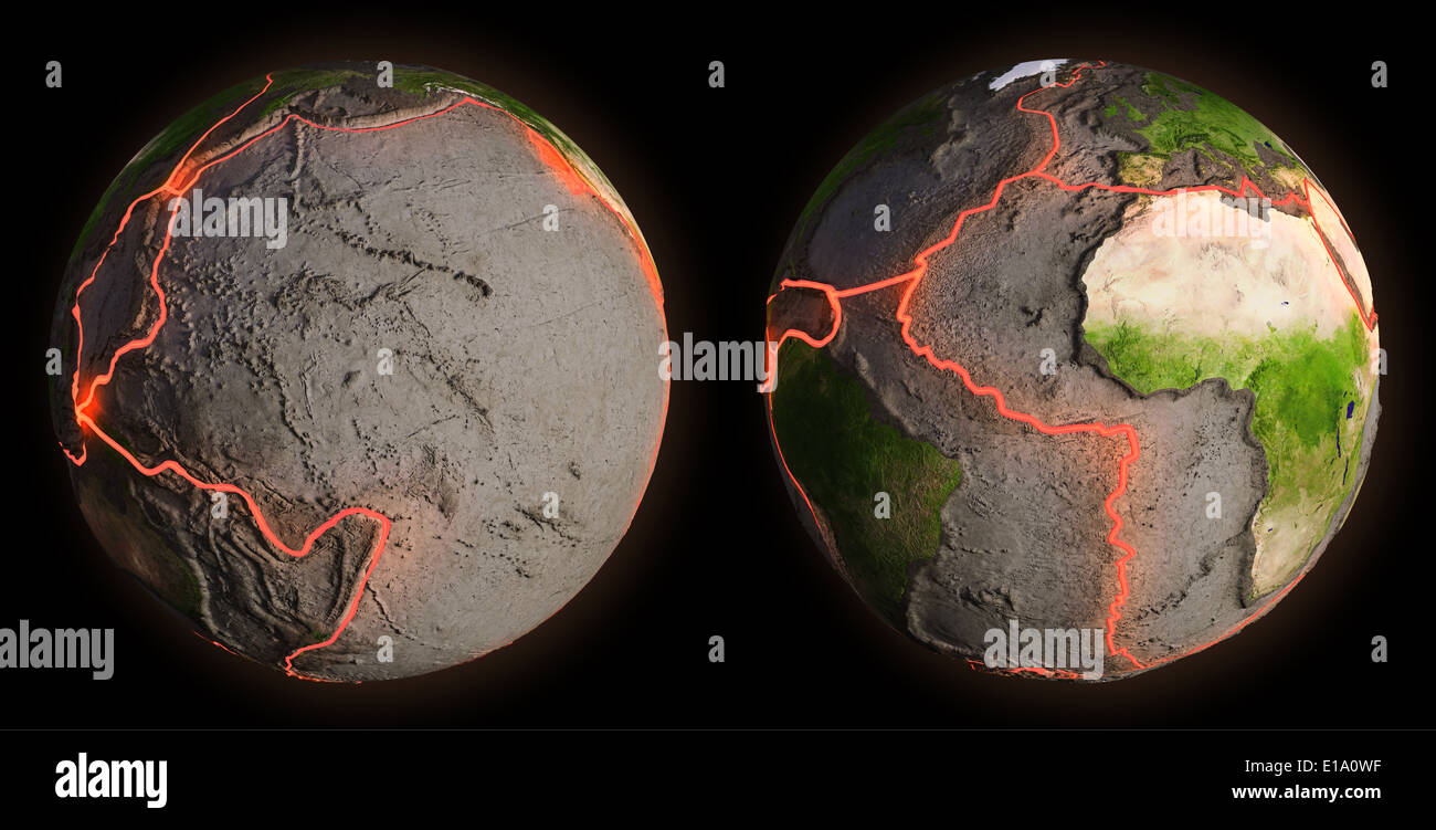 Earth's fault lines between tectonic plates Stock Photo