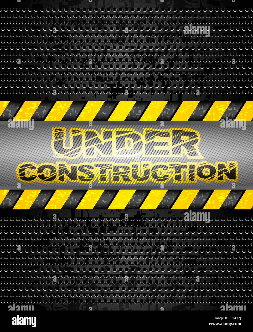 Under construction, black metallic background. Vector 10eps Stock Vector