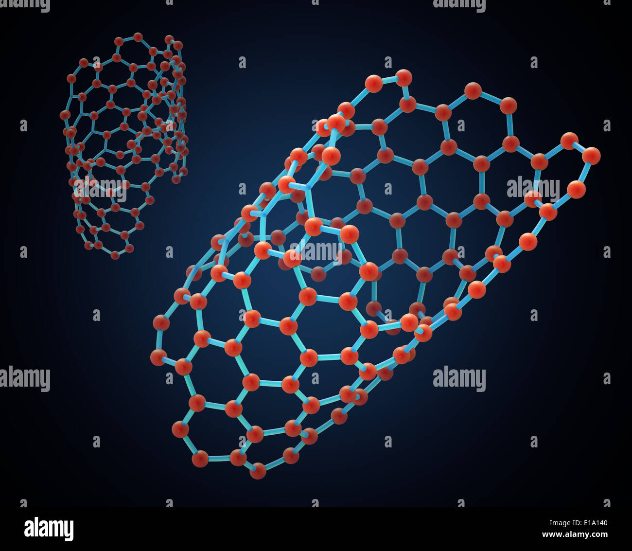 Carbon nanotube structure nano technology illustration Stock Photo