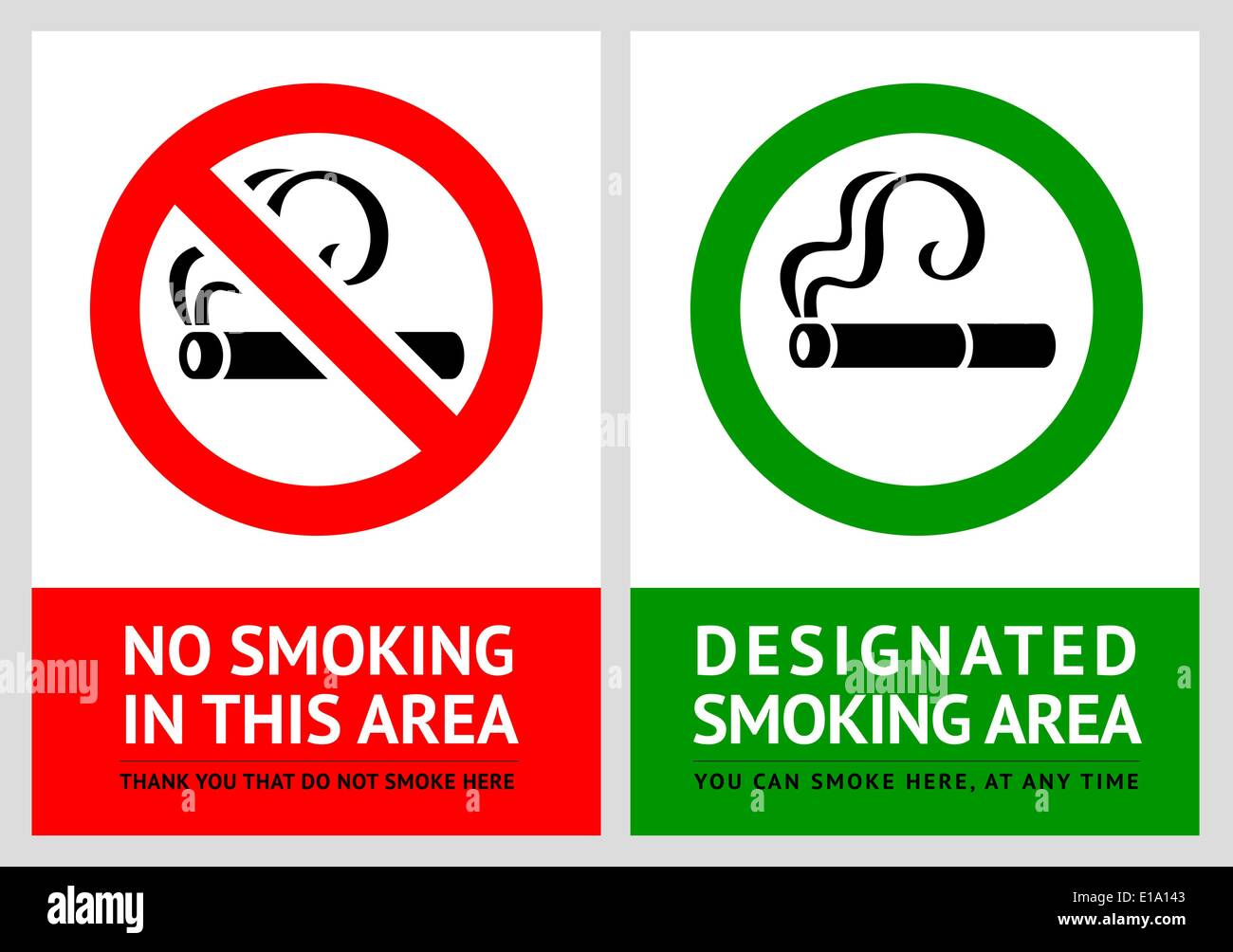 No smoking and Smoking area labels - Set 7, vector illustration Stock Vector