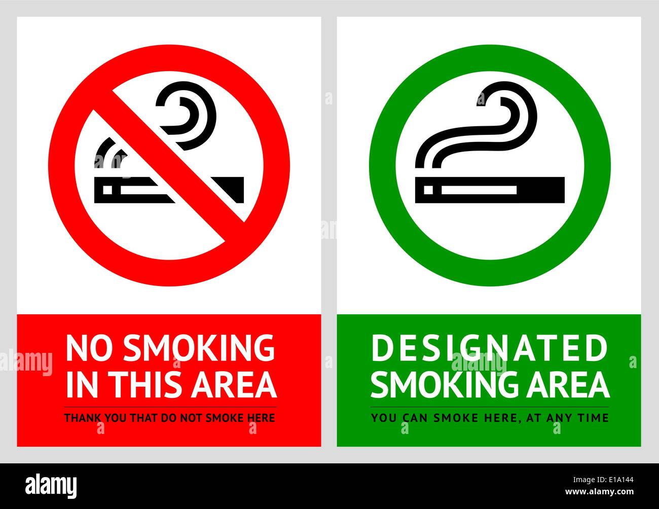 No smoking and Smoking area labels - Set 8, vector illustration Stock Vector