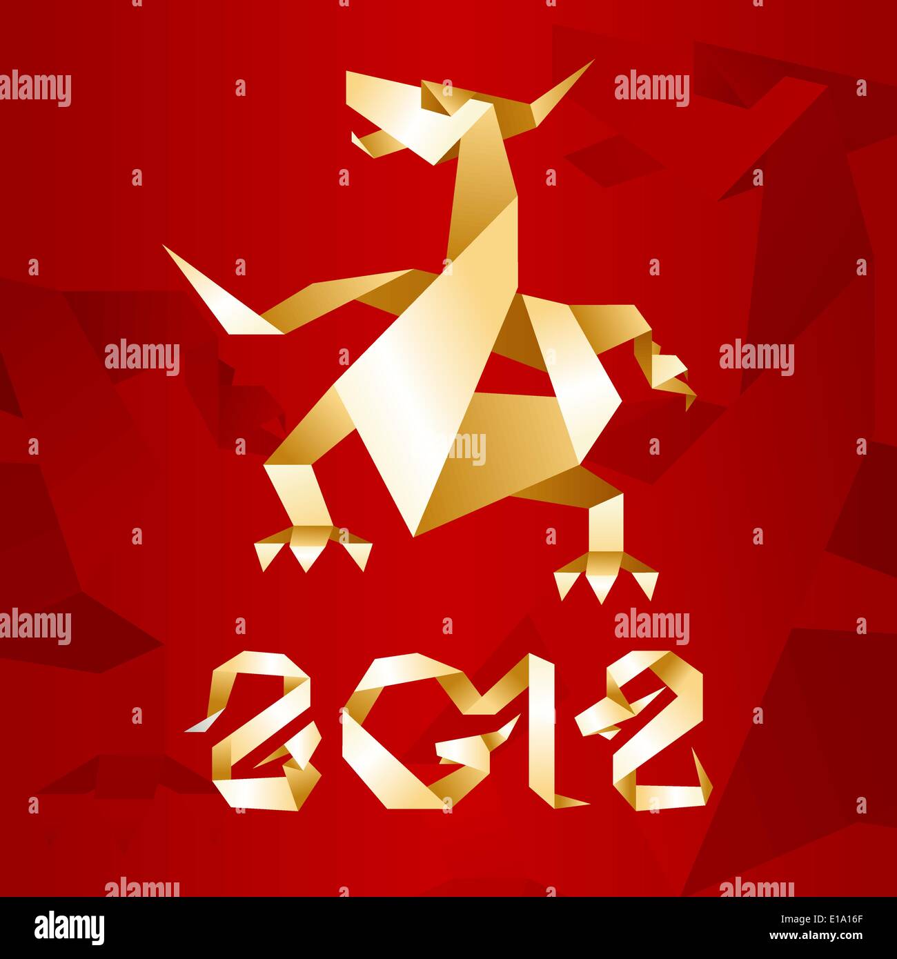 Origami Dragon, 2012 Year Stock Vector