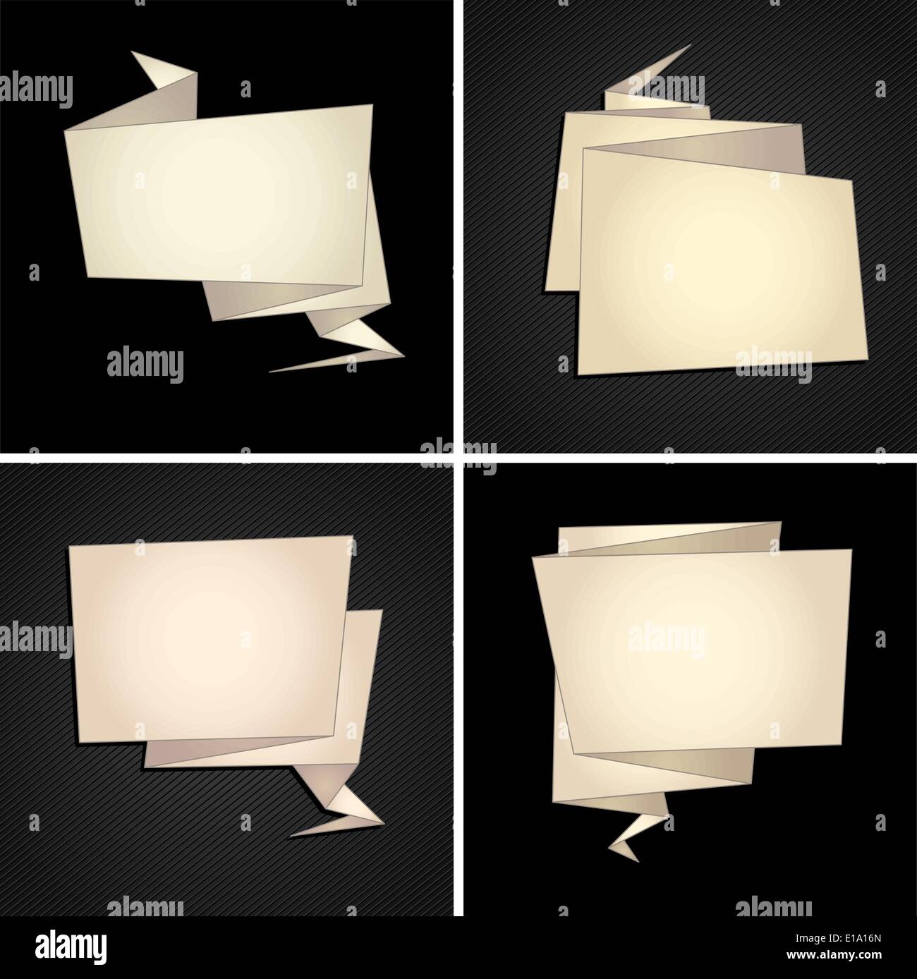 Origami set, folded paper, speech bubble Stock Vector