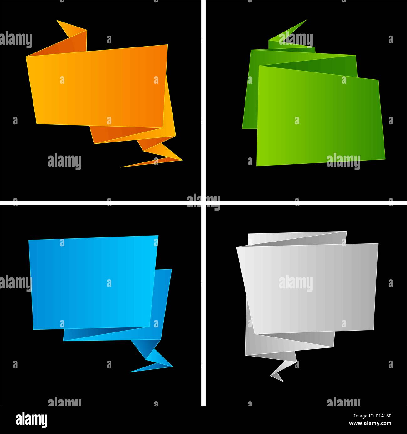 Origami, folded paper, set speech bubble, vector Stock Vector