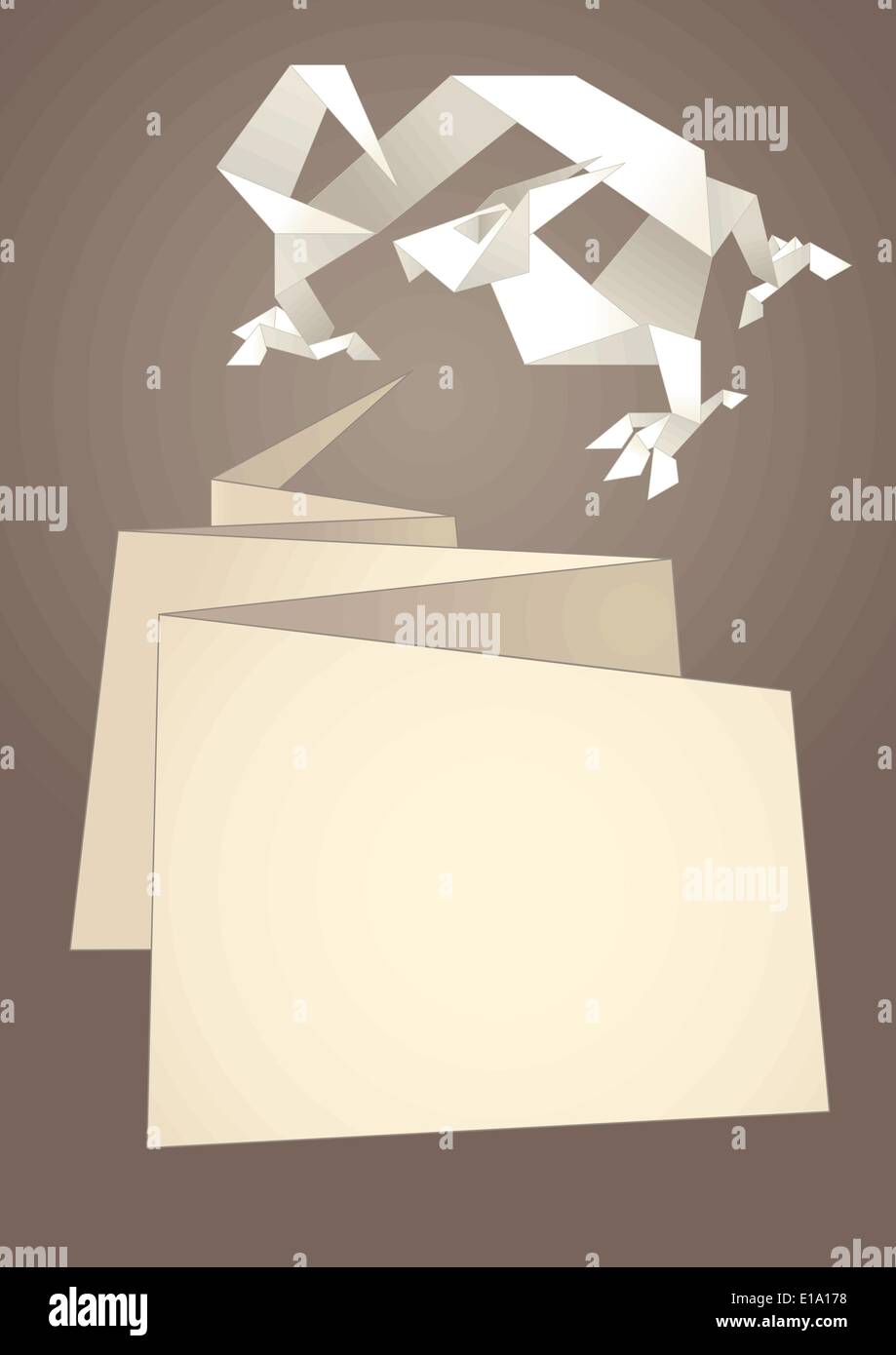 Paper speech bubble, dragon origami. design element Stock Vector