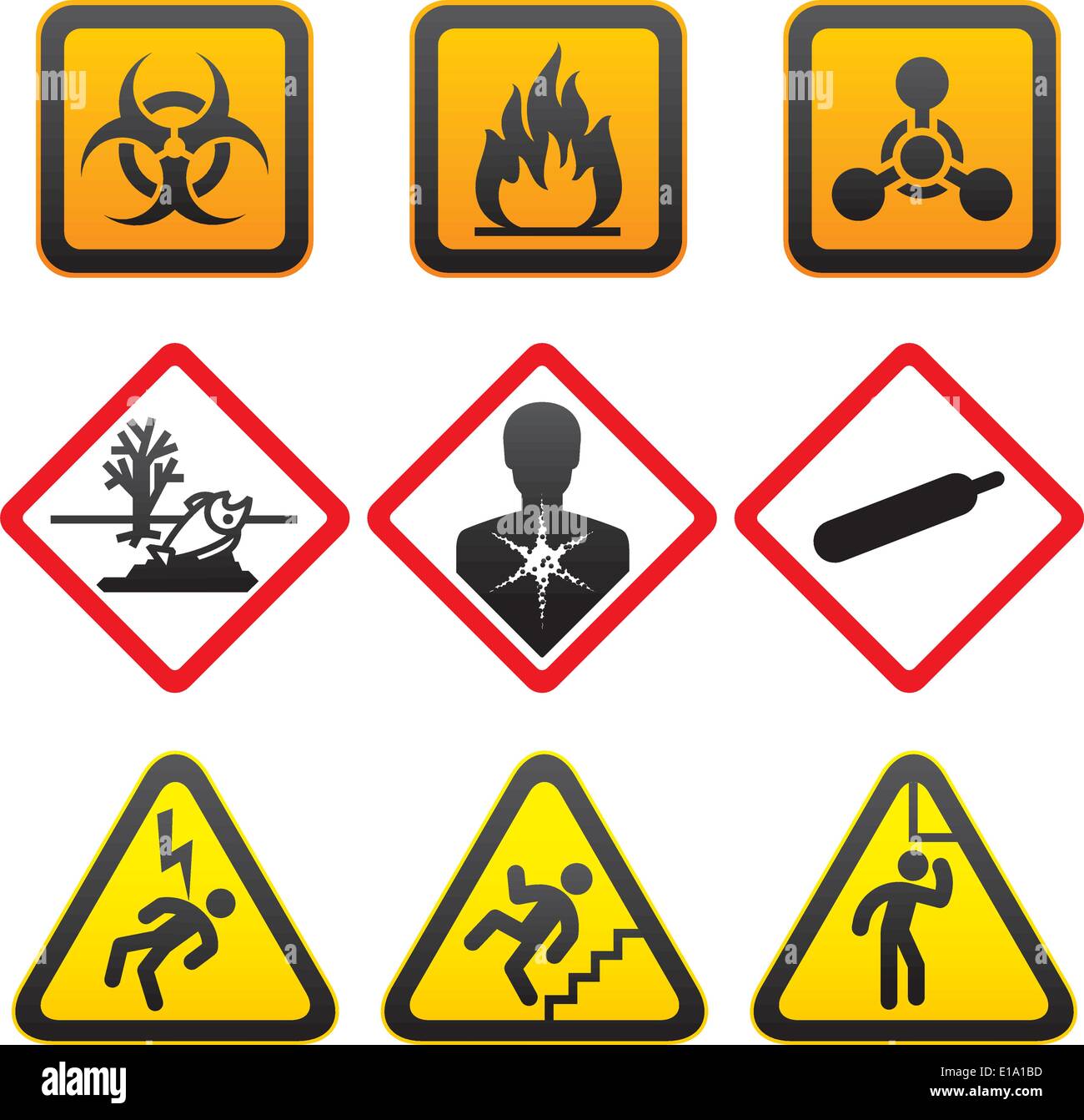 Warning symbols - Hazard Signs-Second Stock Vector