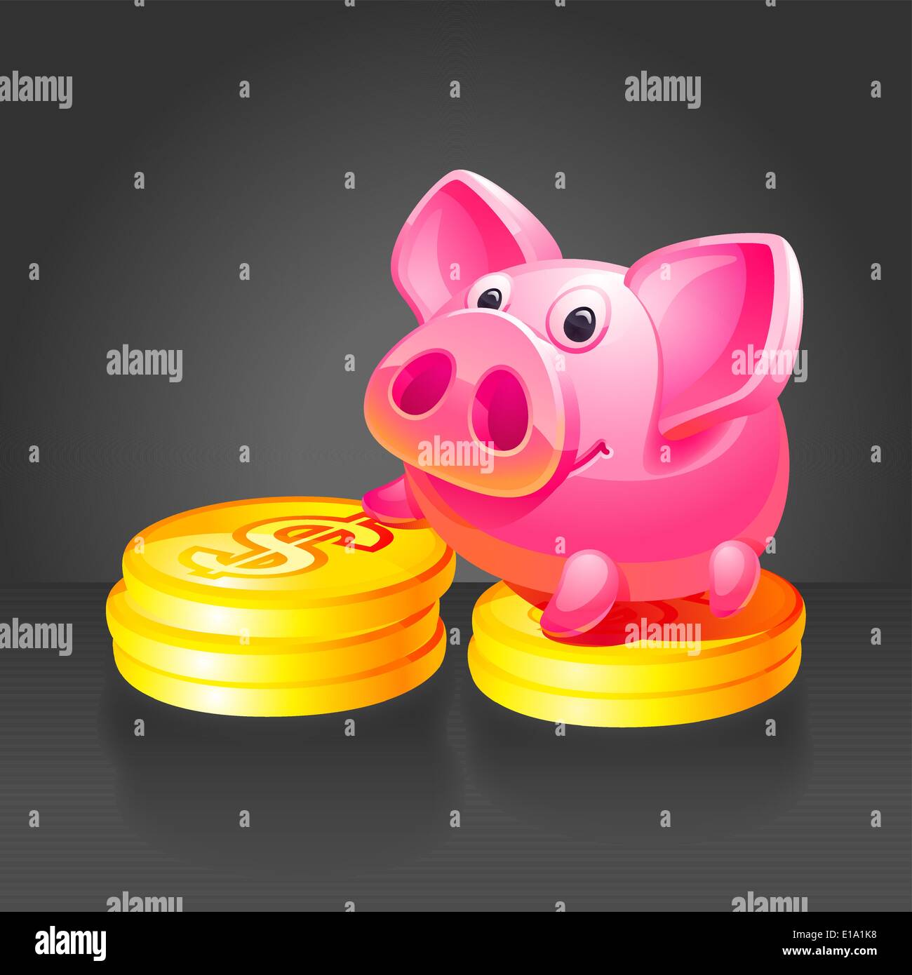 Pink piggy bank with gold coins. 10 EPS vector Stock Vector Image & Art ...