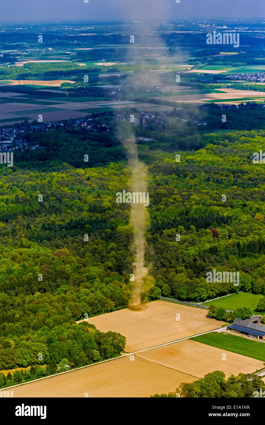 Aerial view, small tornado on a field in Mönchengladbach, North Rhine-Westphalia, Germany Stock Photo