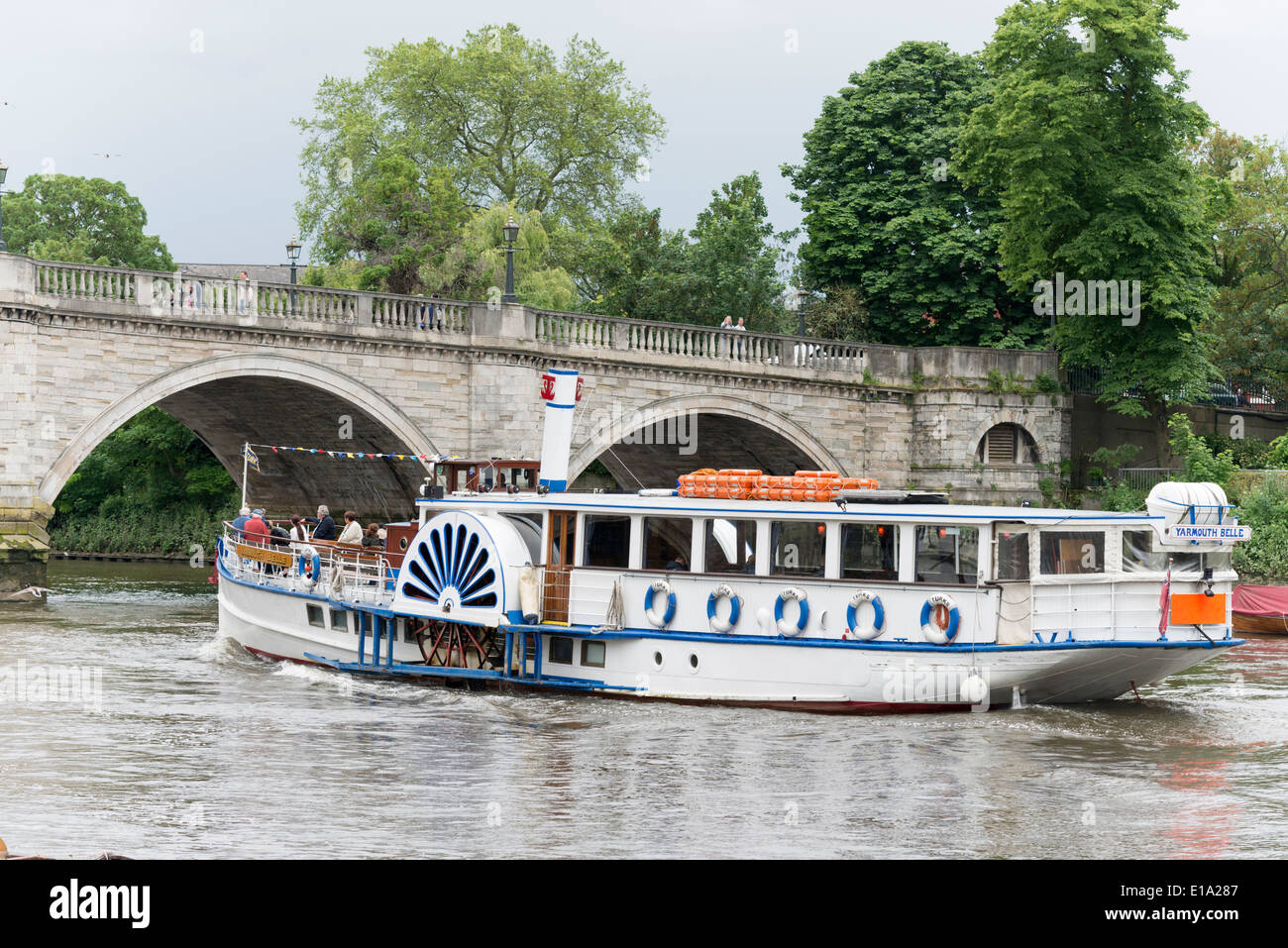 The Yarmouth Belle paddle boat cruising on the River Thames at Richmond