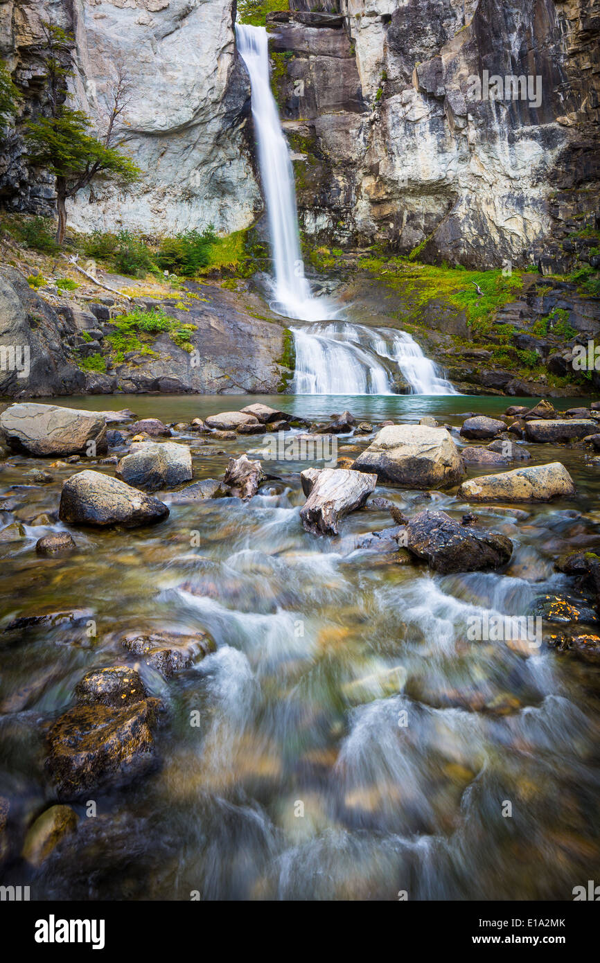 El Chorillo del Salto waterfall near El Chalten in the Argentinian part of Patagonia Stock Photo