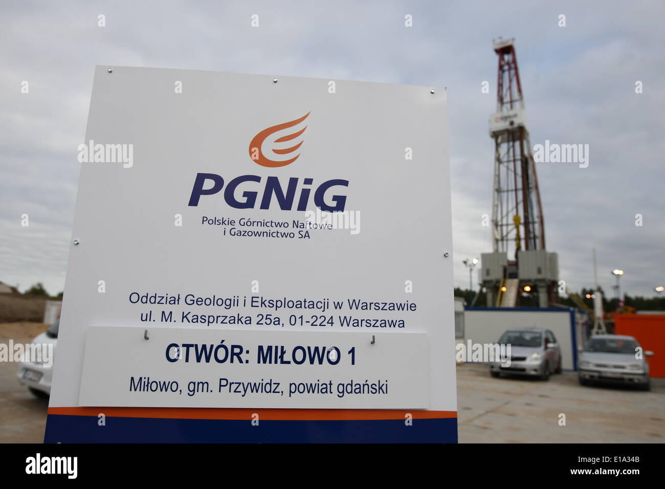 May 17, 2014 - Milowo, POLAND - Milowo, Poland 17th, May 2014 The PGNiG SA Company started new shale gas research in Milowo in northern Poland  (the Kartuzy concession). The drilling process will take 2 months and is planned to 3800-meters depth. (Credit Image: © Michal Fludra/NurPhoto/ZUMAPRESS.com) Stock Photo