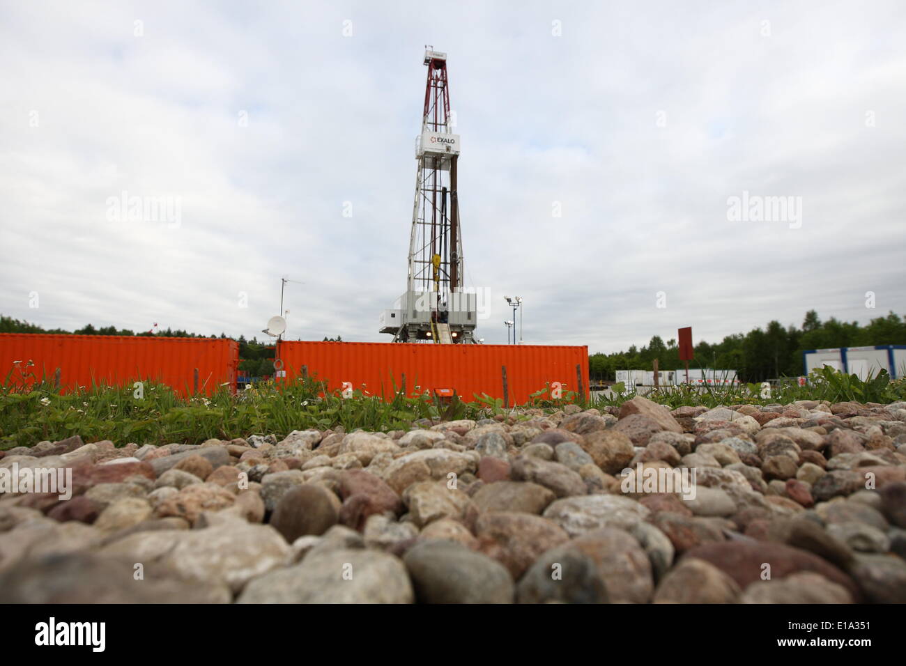 May 17, 2014 - Milowo, POLAND - Milowo, Poland 17th, May 2014 The PGNiG SA Company started new shale gas research in Milowo in northern Poland  (the Kartuzy concession). The drilling process will take 2 months and is planned to 3800-meters depth. (Credit Image: © Michal Fludra/NurPhoto/ZUMAPRESS.com) Stock Photo