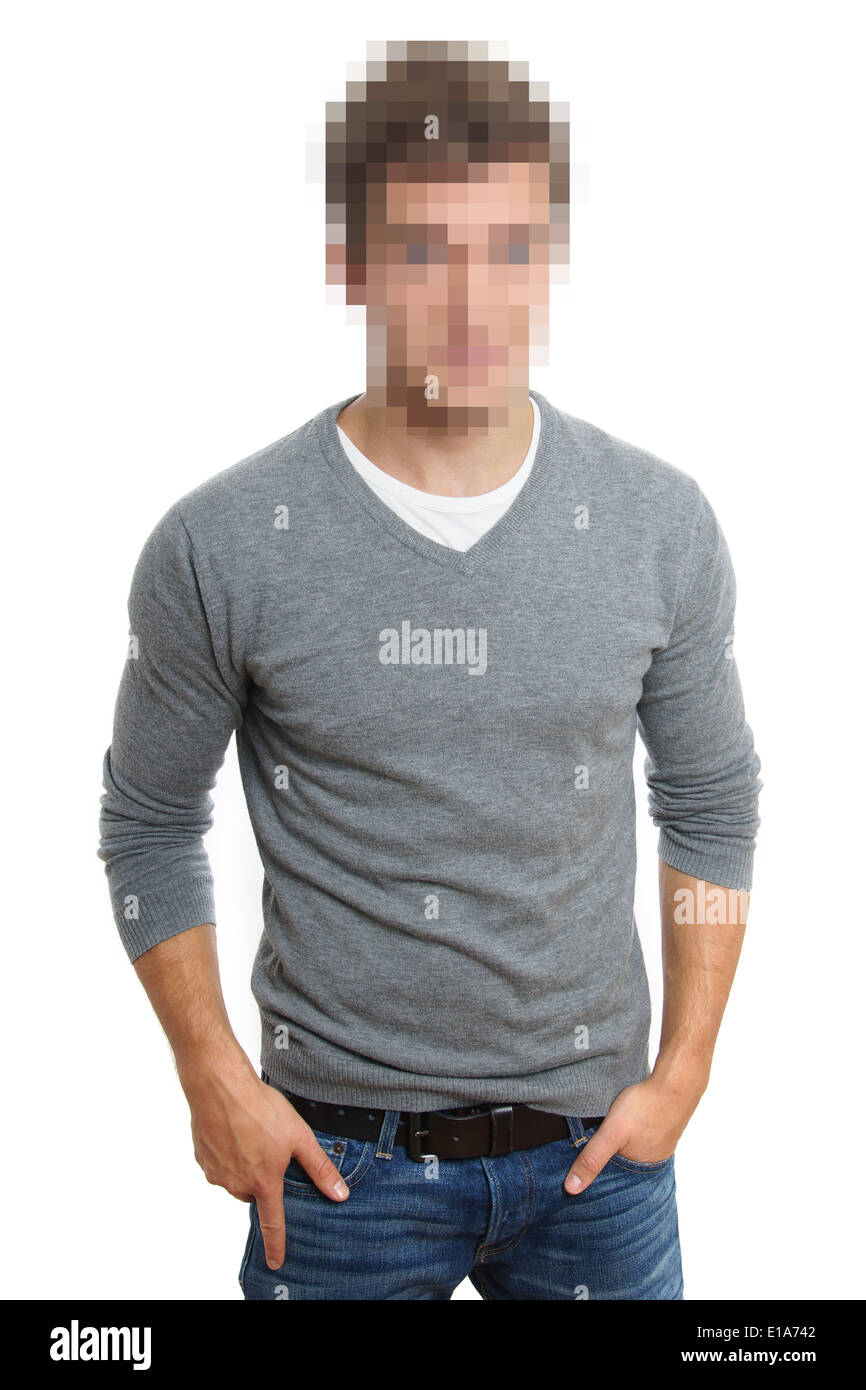 pixelated face to preserve anonymity Stock Photo