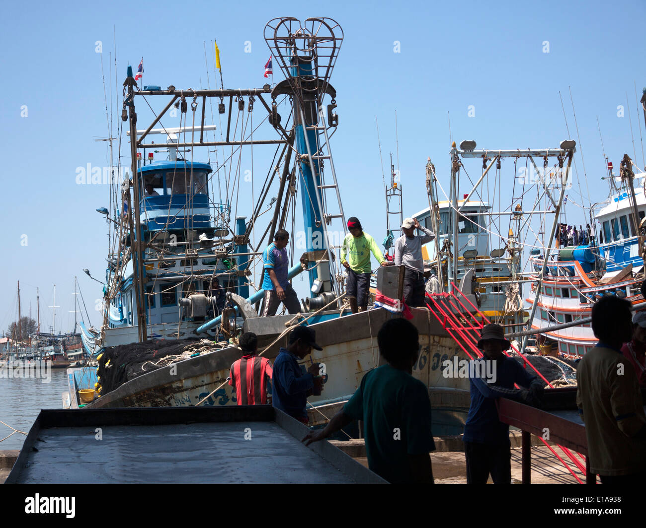 Thailande port de peche de Phuket, fishing port of Phuket, boats, Stock Photo