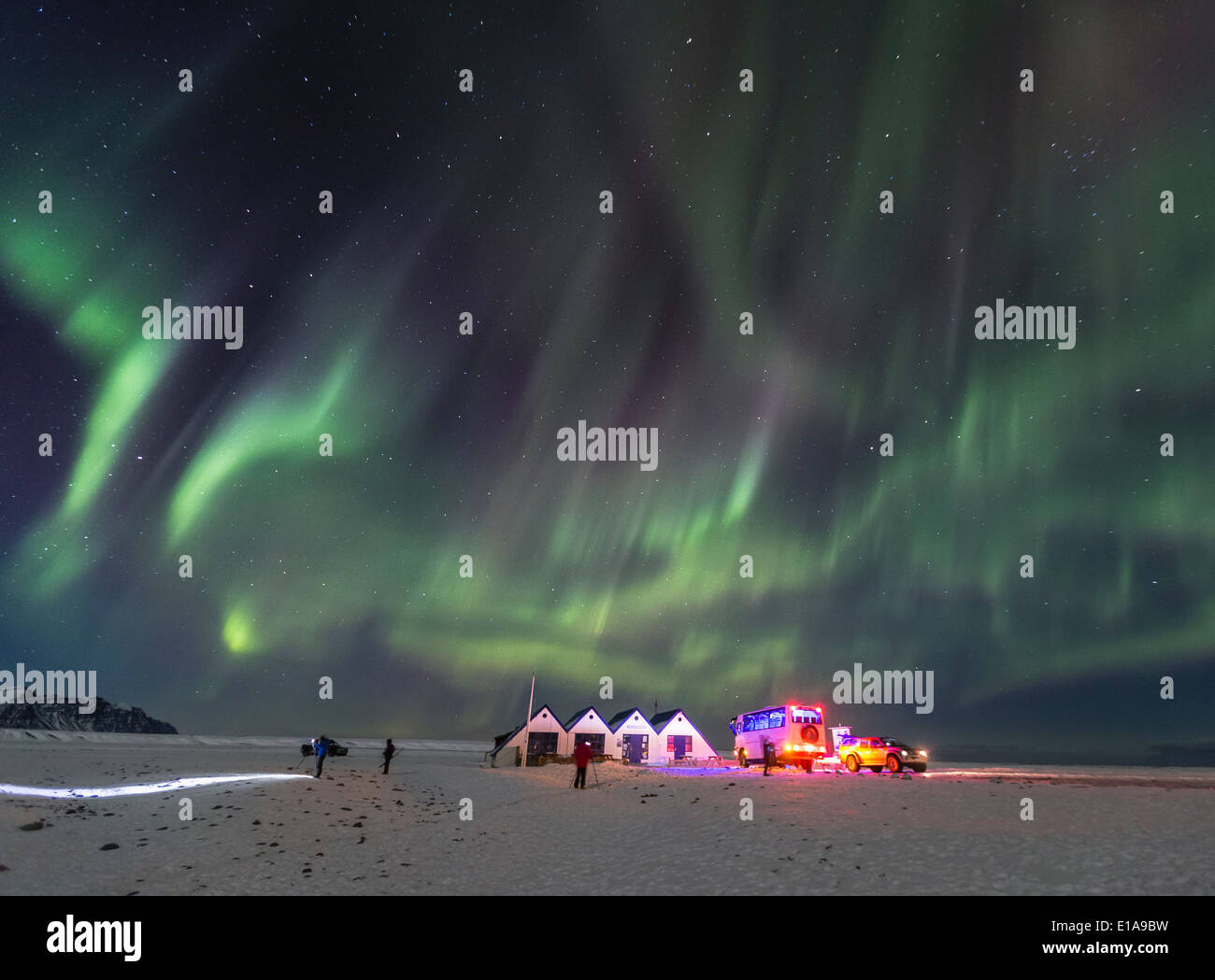 Aurora Borealis or Northern lights, Jokulsarlon, Breidamerkurjokull