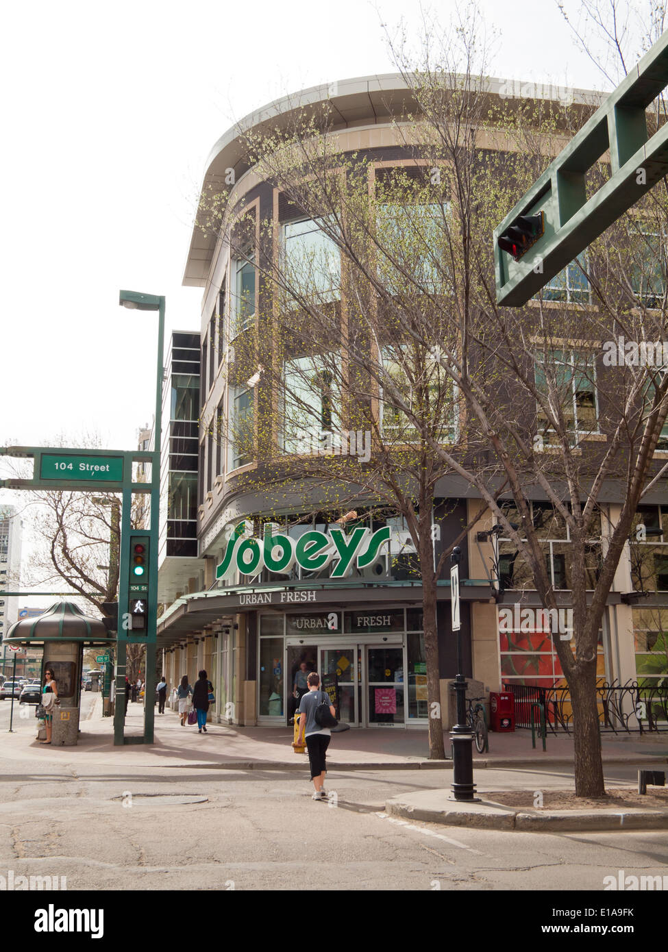 A view of a Sobeys Fresh Market supermarket on the corner of Jasper