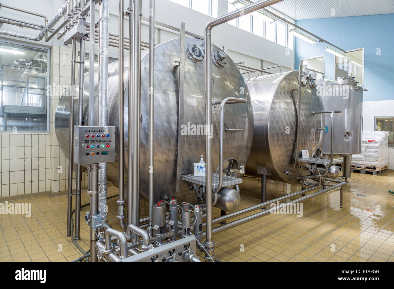 Dairy factory. MS Dairies, Selfoss, Iceland. Stock Photo