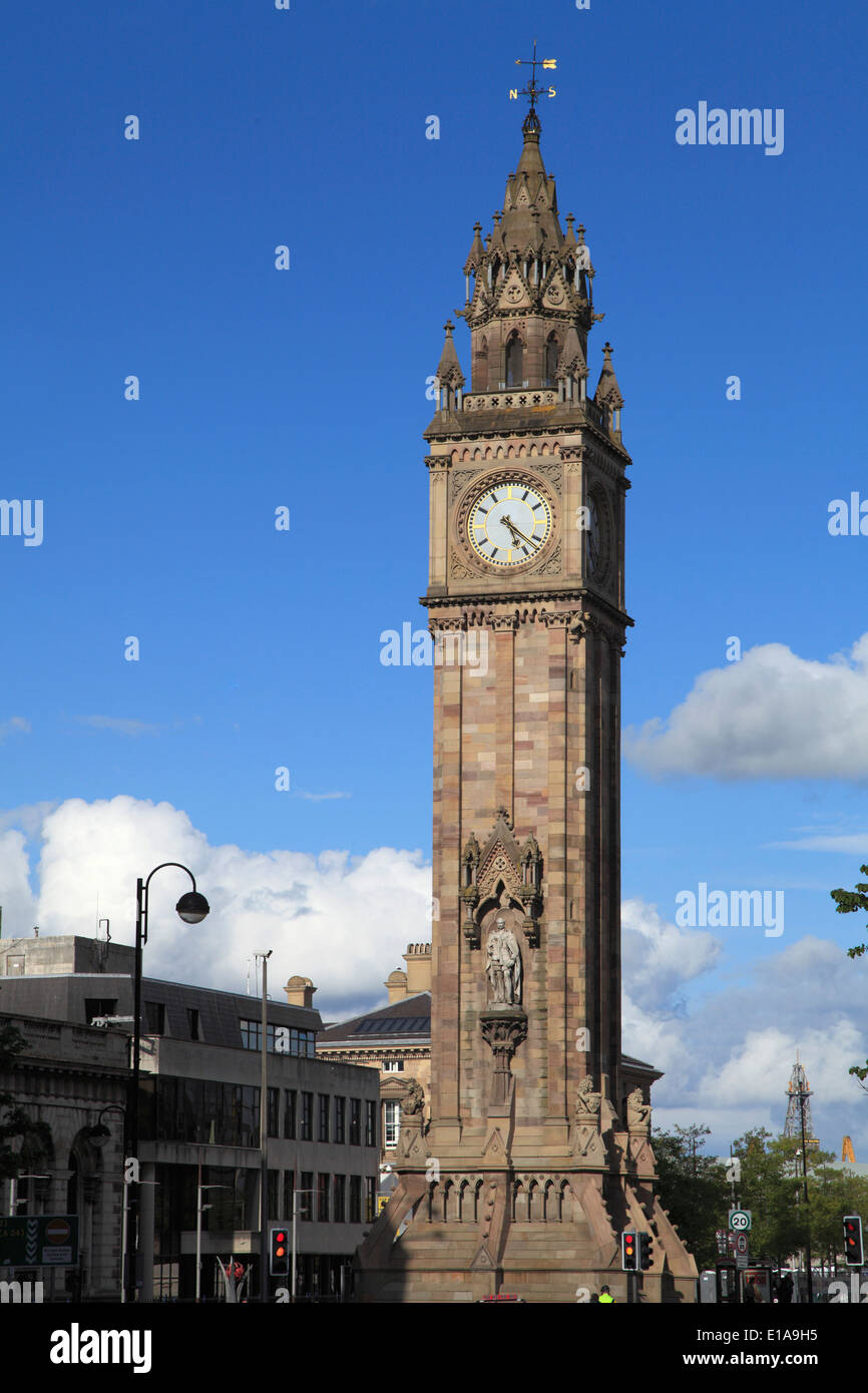 UK, Northern Ireland, Belfast, Albert Memorial Clock Tower Stock Photo