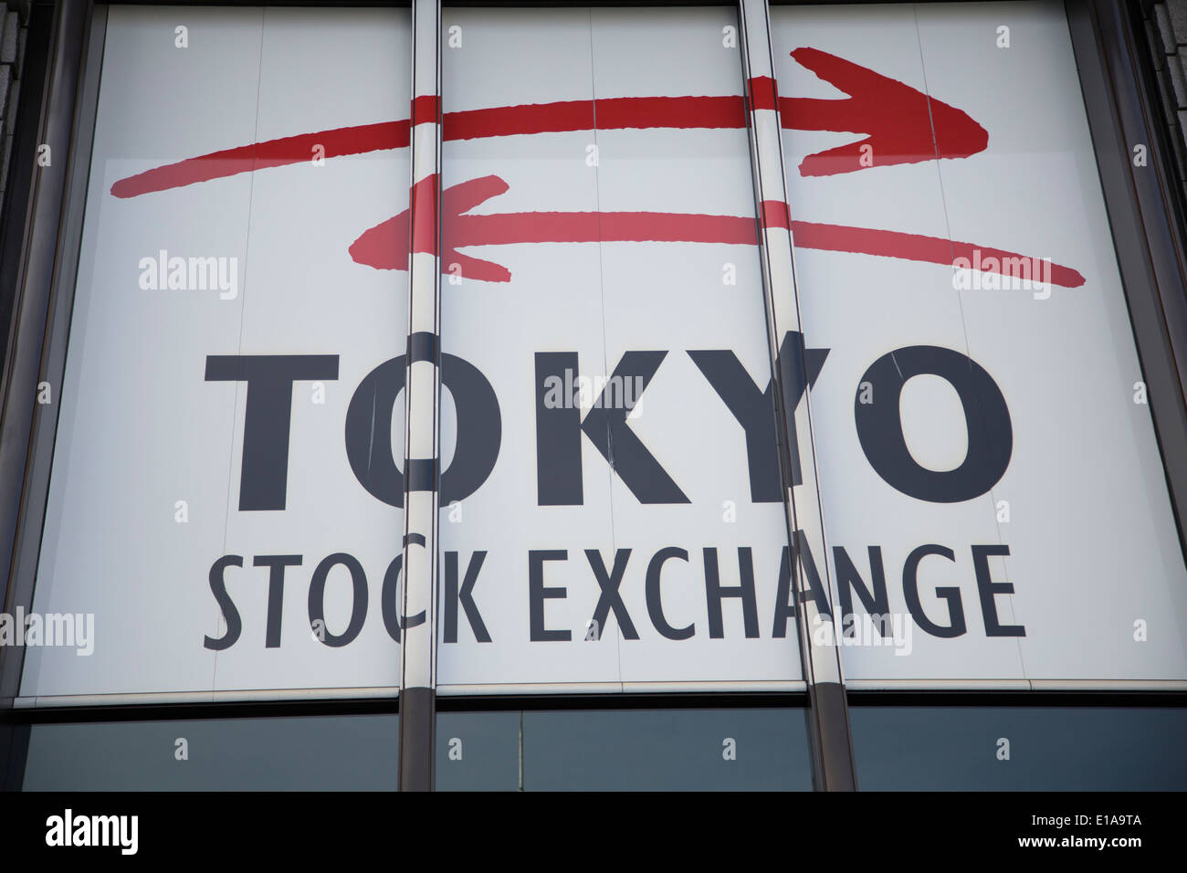 Tokyo Stock Exchange logo is displayed on the photograph taken on Feb. 19 2014. Stock Photo
