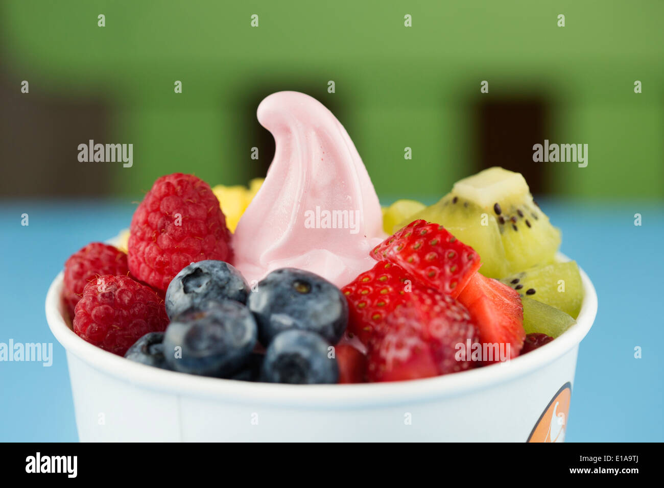 Frozen yogurt with berries Stock Photo
