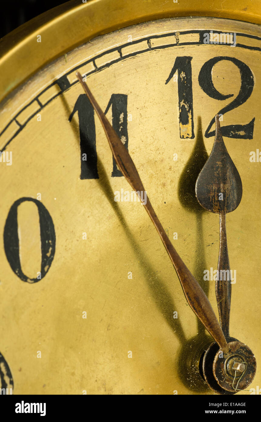 old antique golden dial clock Stock Photo