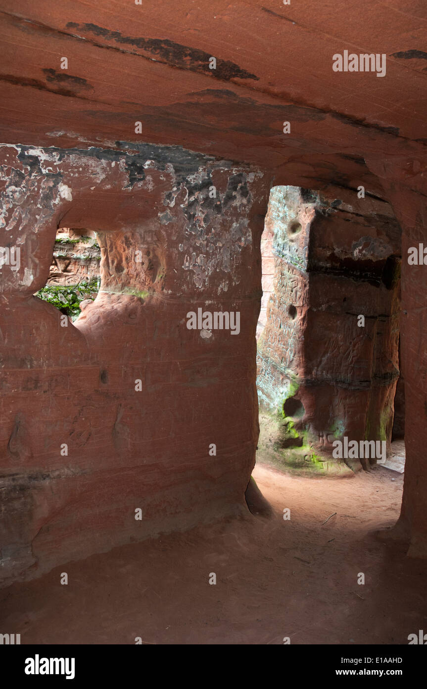 Inside the Holy Austin Rock Houses (cave homes) at Kinver in the English Midlands Stock Photo