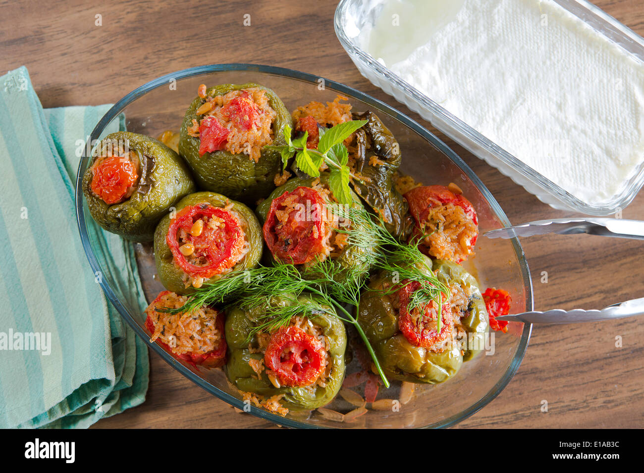 Turkish Stuffed green bell pepper dolma