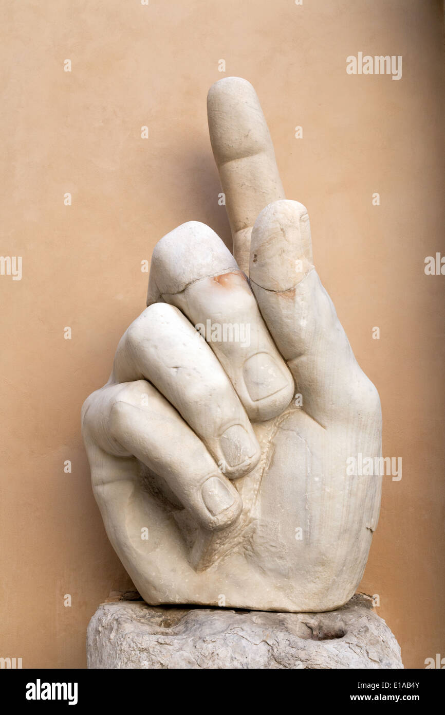 The large hand of the Colossus of Constant statue the musei capitolini ( capitoline museum ), Rome Italy Europe Stock Photo
