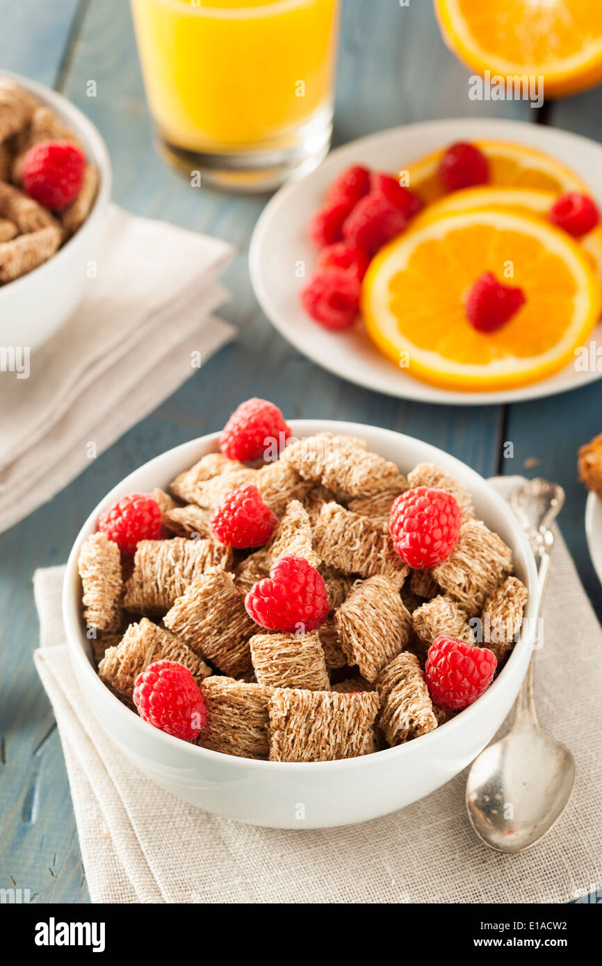 Healthy Whole Wheat Shredded Cereal with Fruit for Breakfast Stock