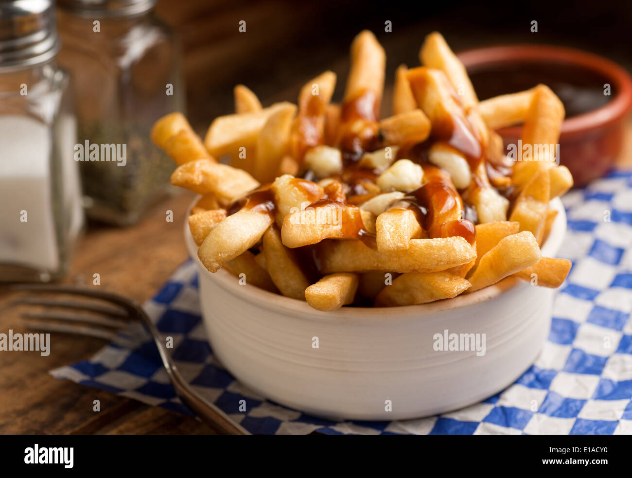 Classic French Canadian poutine with french fries, gravy, and cheese