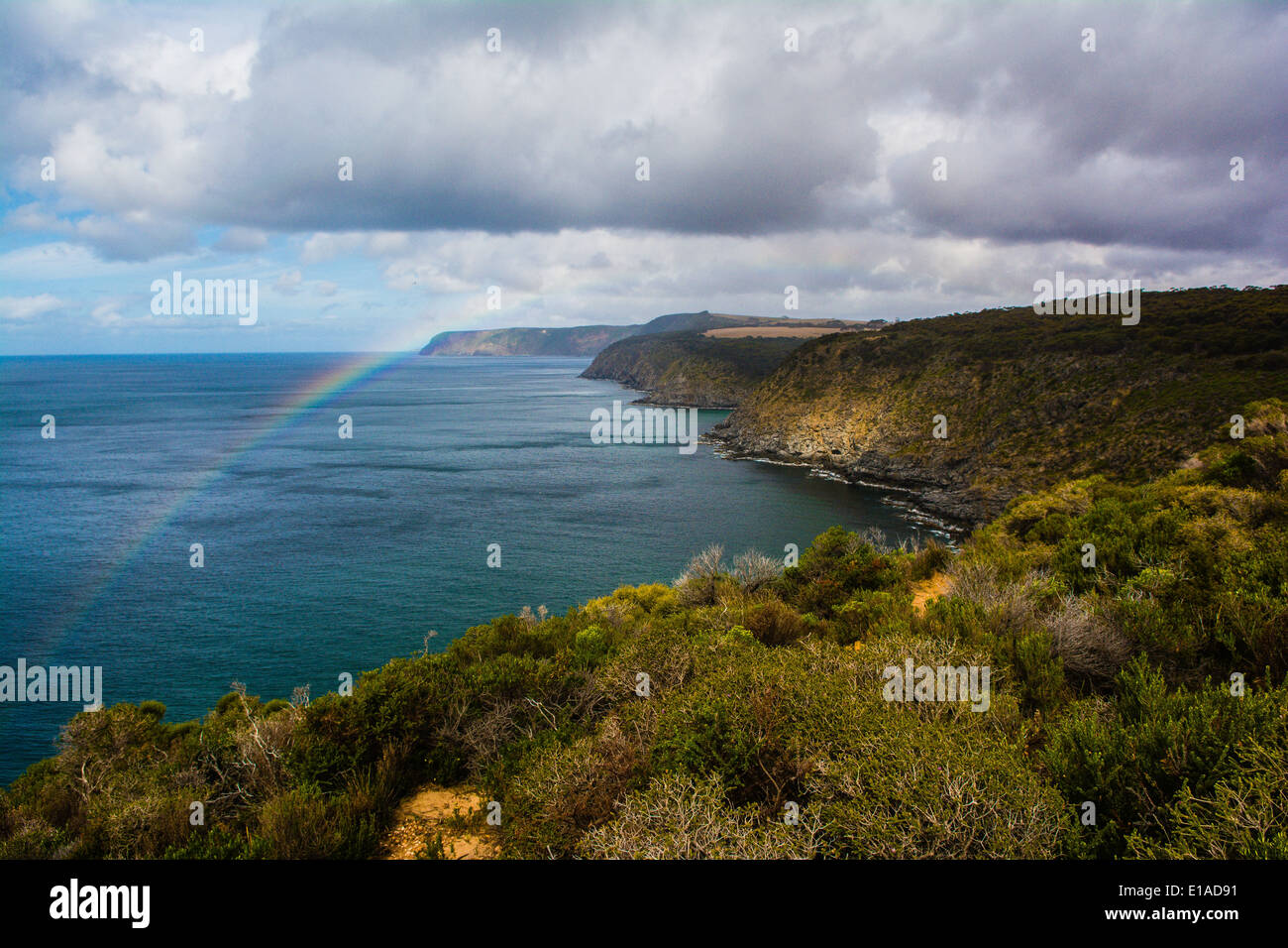 Rainbow, Cape Borda, Kangaroo Island, South Australia Stock Photo