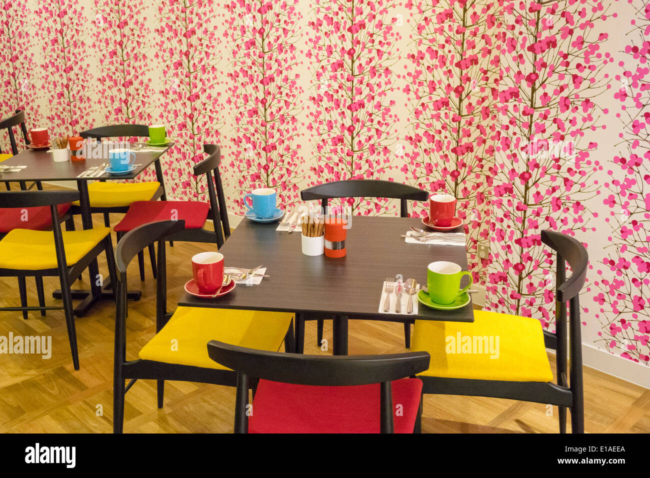 Brisbane Australia,Mary Street,Four Points by Sheraton,hotel,restaurant restaurants food dining cafe cafes,chairs,table,setting,wallpaper,AU140312122 Stock Photo
