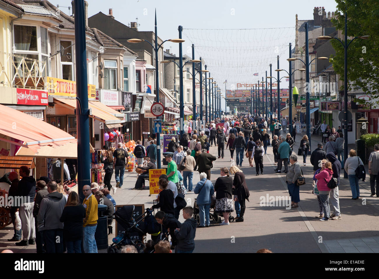 Shoppers on Great Yarmouth's popular Regent Road, lined with gift shops