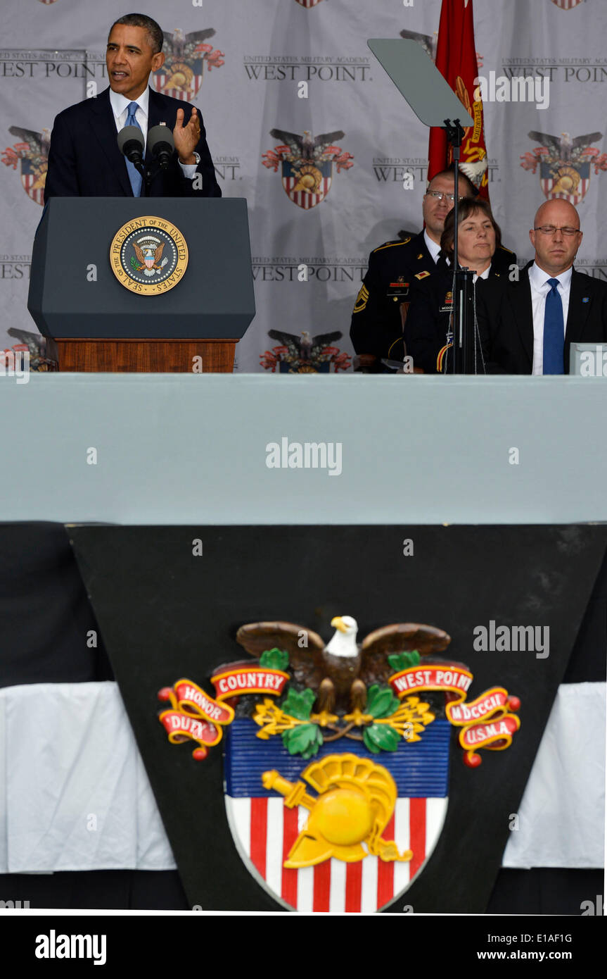 West Point, USA. 28th May, 2014. U.S. President Barack Obama (L ...