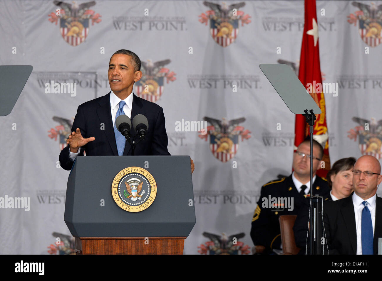 West Point, USA. 28th May, 2014. U.S. President Barack Obama (L ...