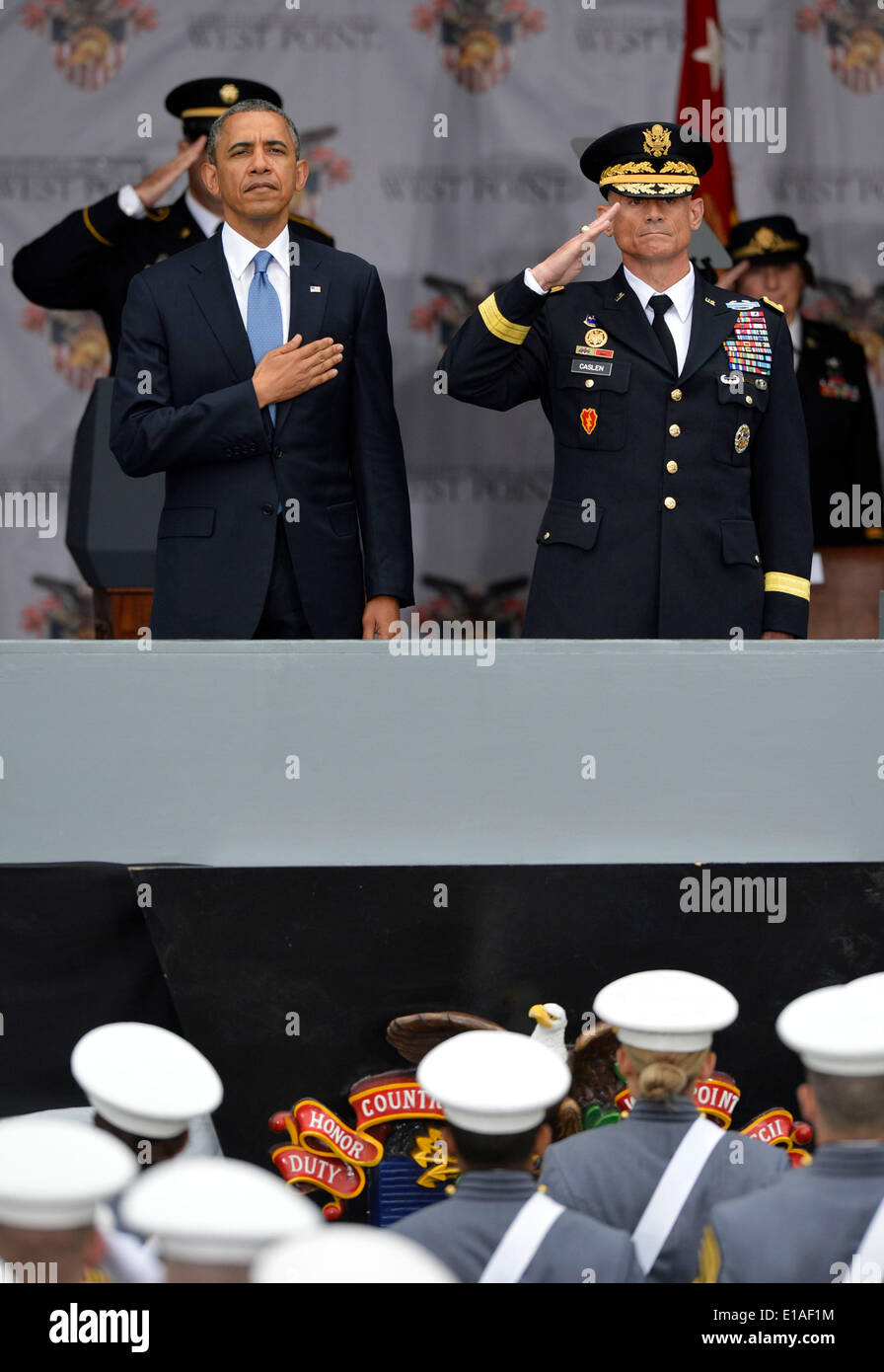 West Point, USA. 28th May, 2014. U.S. President Barack Obama (L ...
