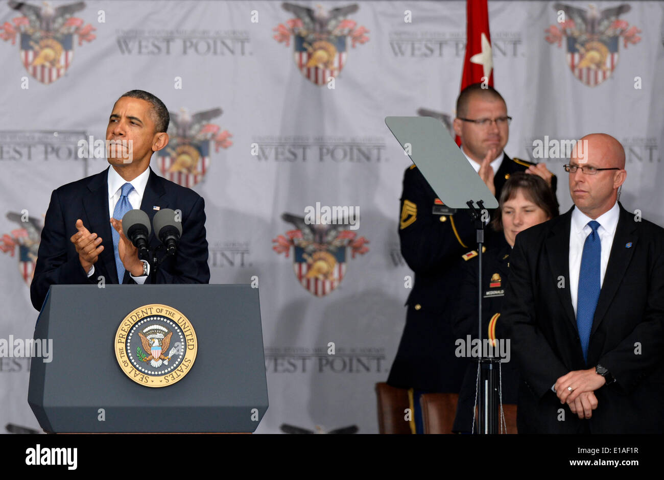 West Point, USA. 28th May, 2014. U.S. President Barack Obama (L ...