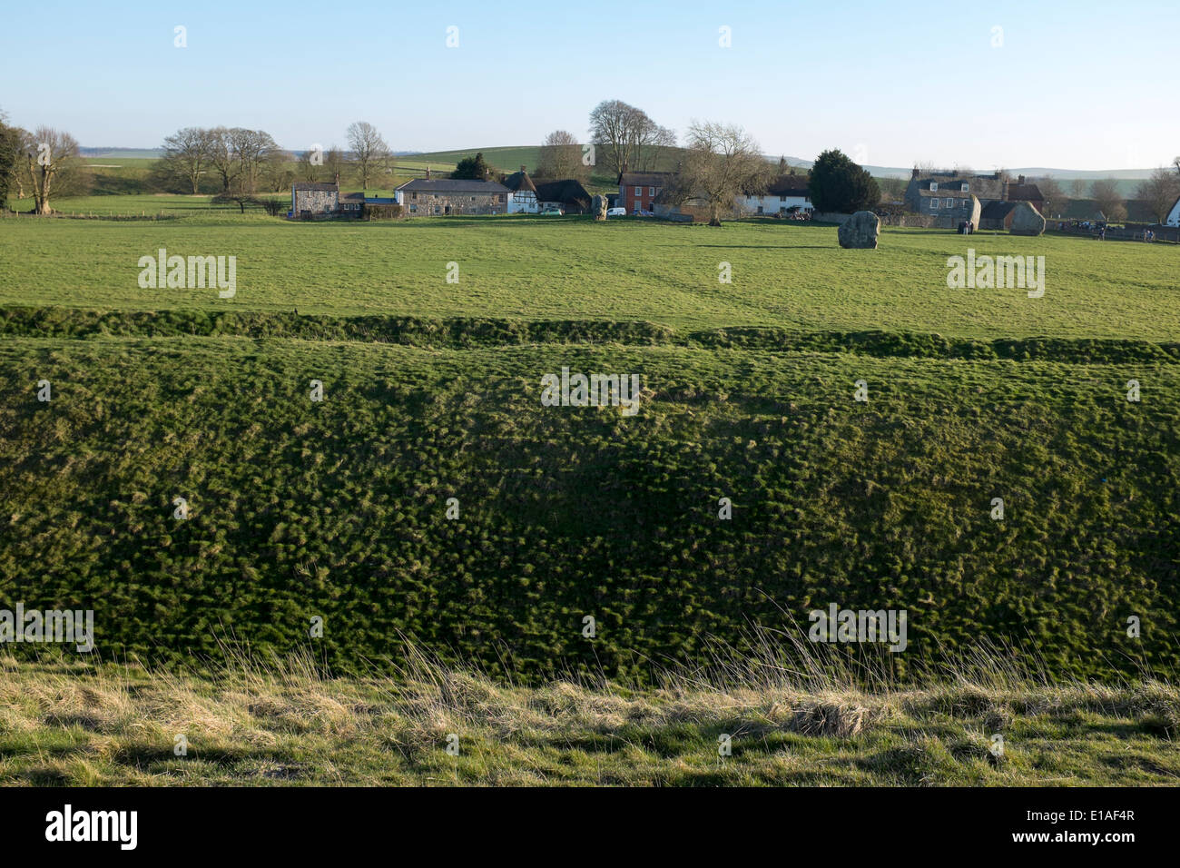 Outer Ditch at Avebury Stone Circle in Wiltshire Stock Photo