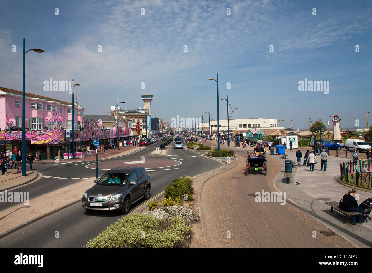 Marine Parade seafront at Great Yarmouth, a popular holiday resort on