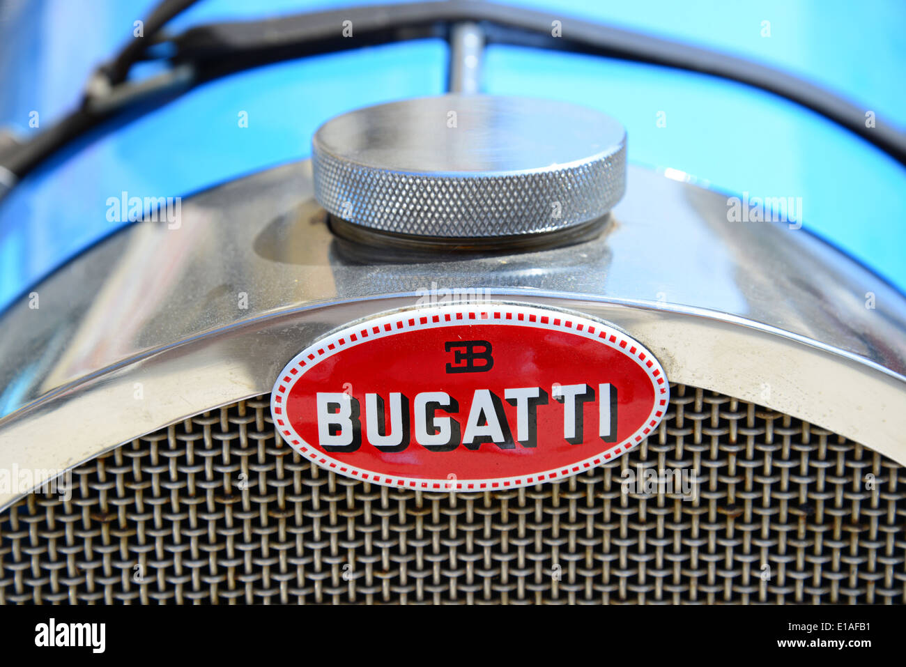 Classic Buggatti car logo, Malta Classic Car Museum, Qawra (Il-Qawra), Saint Paul's Bay, Northern District, Republic of Malta Stock Photo