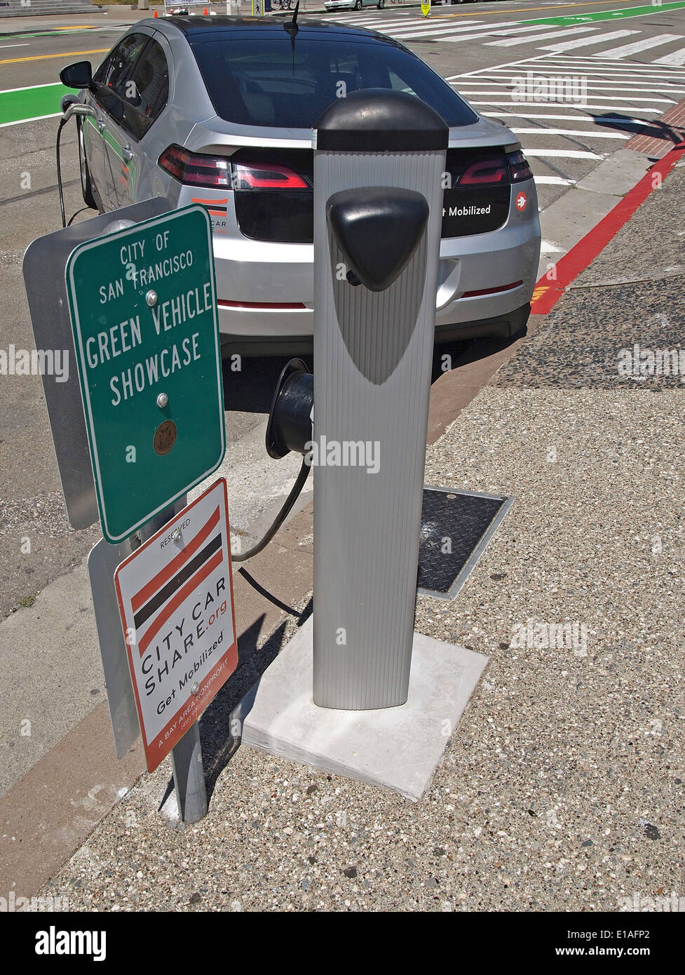 City Car Share electric car charging station San FranciscoAmerican Stock Photo