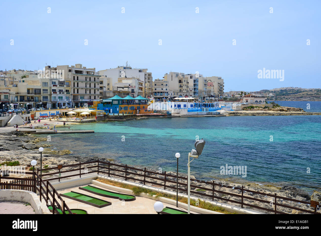 Seafront promenade, Buġibba, Saint Paul's Bay (San Pawl il-Baħar), Northern District, Republic of Malta Stock Photo