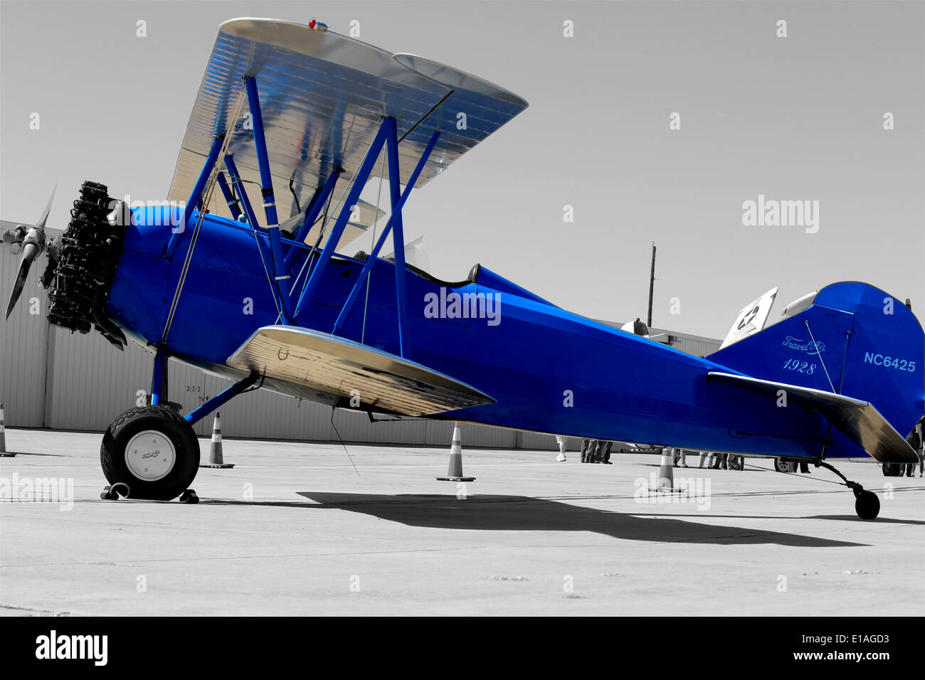 1928 Travel Air  fly boy plane blue Stock Photo