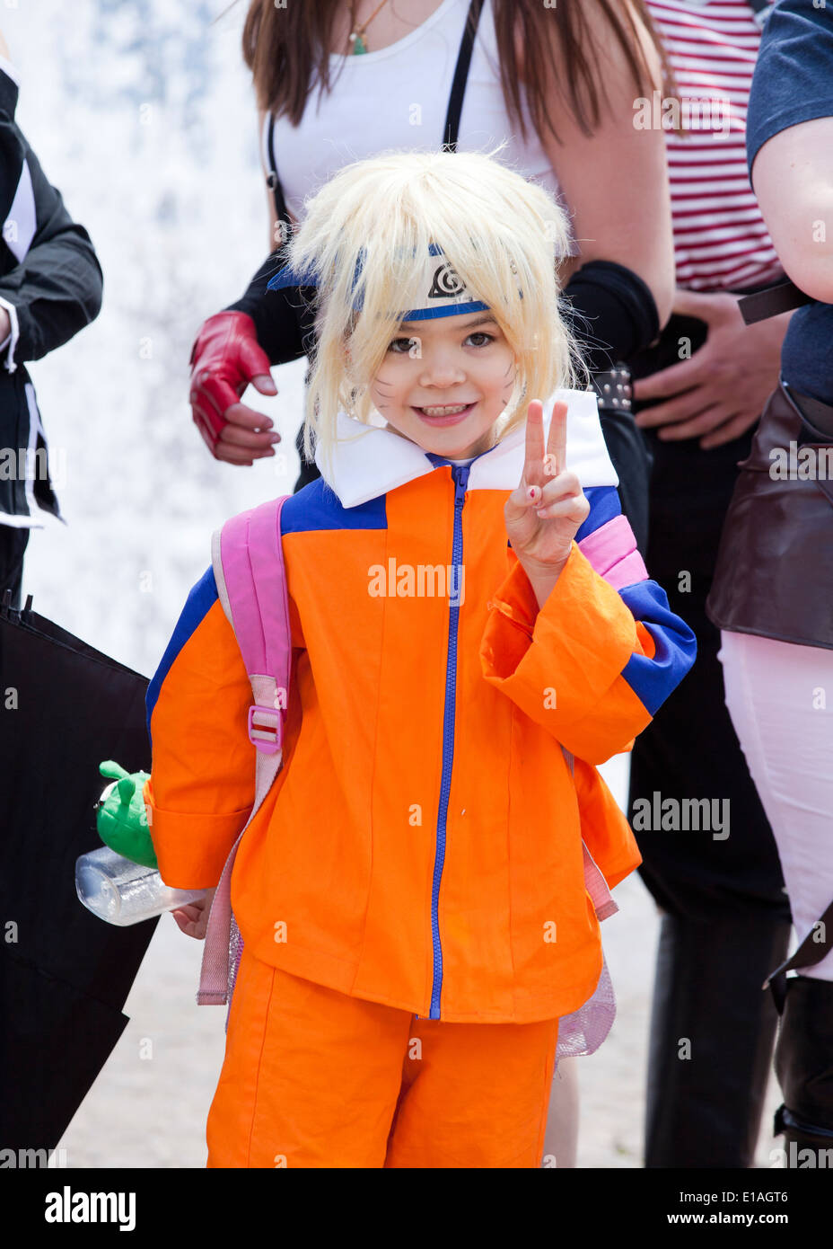 Girl dressed as an anime character, making peace sign - USA Stock Photo -  Alamy