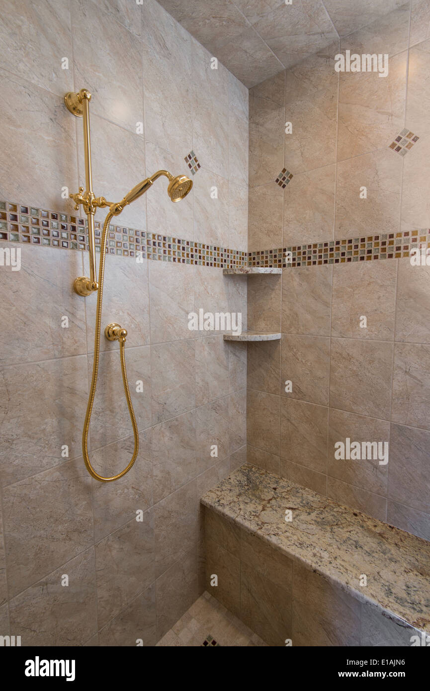 Luxury Shower Interior Bathroom Stock Photo