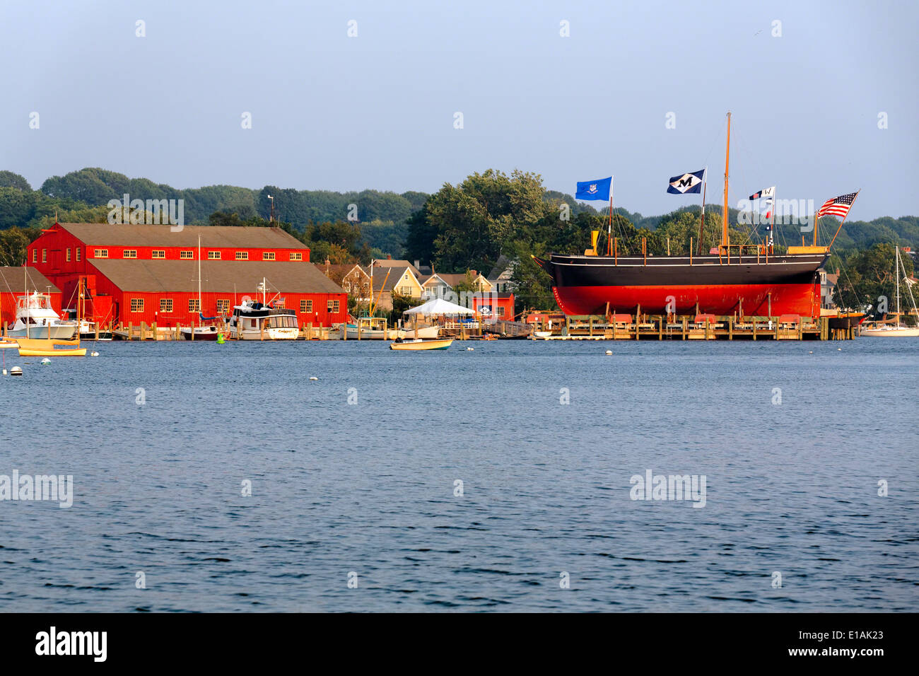 The Charles W. Morgan Whaling Ship in dry-dock Undergoing Restoration, Mystic Seaport, Connecticut Stock Photo