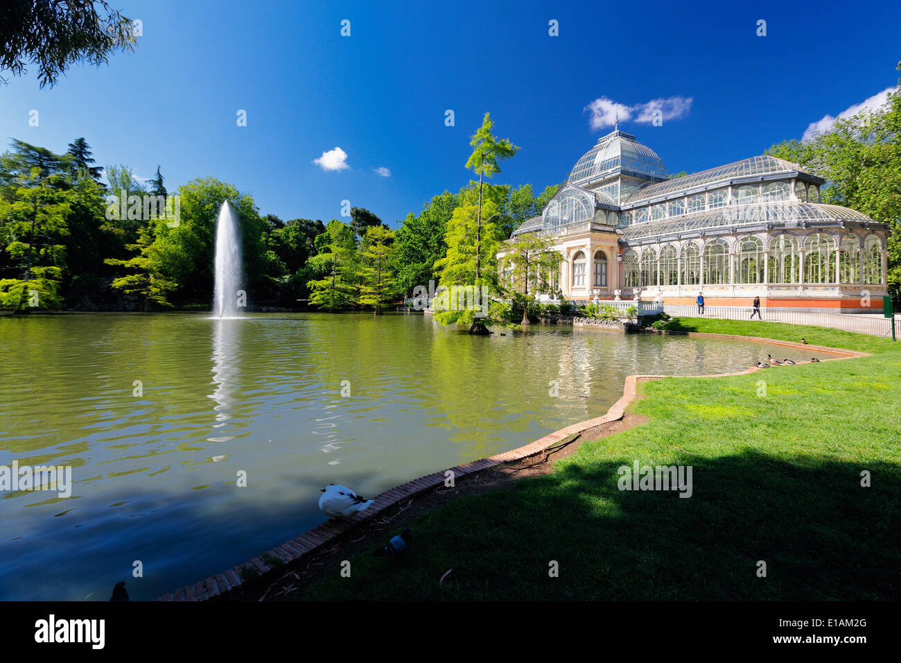 View of the Crystal Palace in the Buen Retiro Park, Madrid Spain Stock Photo